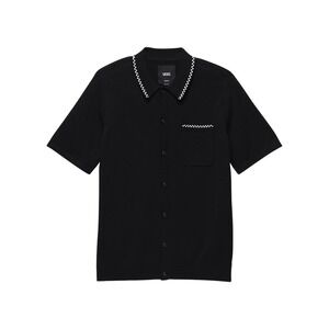 Vans Baldwin Black Men's Short Sleeve Sweater Polo Checkered NWT MSRP $80 Size L